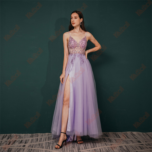 fitted purple sexy sequins evening dress